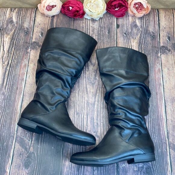 Style & Co Black Wide Calf Kelimae Scrunched Boots - Picture 1 of 8